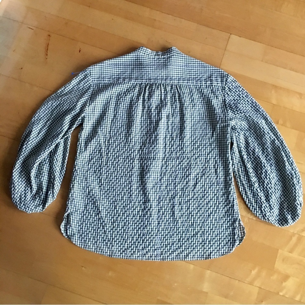 Green + White Gingham Blouse, Statement Sleeves, … - image 3